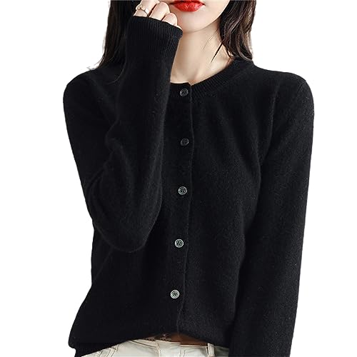 Kaschmir Damen Strickjacke O-Ausschnitt Pullover Frühling Herbst Winter Langarm Wolle Strickpullover, Schwarz , L Kaschmir Damen Strickjacke O-Ausschnitt Pullover Frühling Herbst Winter Langarm Wolle Strickpullover, Schwarz , L von Generisch