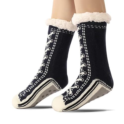 Kaschmir Haussocken Damen, ultra-dicke cashmere slipper socks, warme cashmere socks mit rutschfester Sohle, For Home (A, Eine Größe, Erwachsene, Einheitsgröße, Alphanumerisch, EU Schuhgrößensystem, M) von Generisch