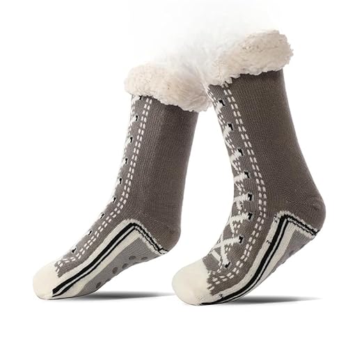 Kaschmir Haussocken Damen, ultra-dicke cashmere slipper socks, warme cashmere socks mit rutschfester Sohle, For Home (B, Eine Größe, Erwachsene, Einheitsgröße, Alphanumerisch, EU Schuhgrößensystem, M) von Generisch