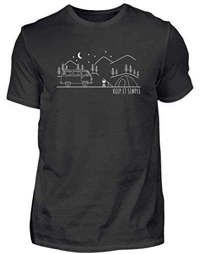 Keep It Simple - Retro Vintage Camping Camper Outdoor Wandern Geschenk Cool Lustig - Herren Shirt -L-Schwarz von Generisch