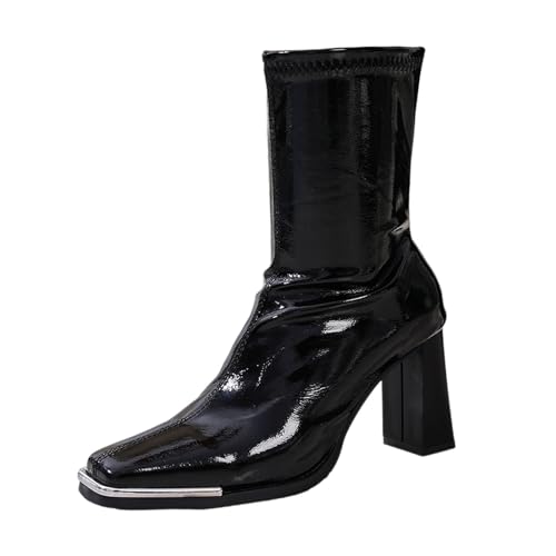 Keilabsatz Damenstiefel Blockabsatz Stiefel Damen wasserdichte Western Ankle Boots Halbhoch mit Reißverschluss Für Alltag Elegance von Generisch