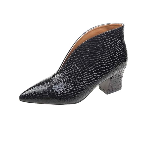 Keilabsatz Damenstiefel Damen Stiefel Stiefeletten Mix Wildleder Mittelalter Fold Over Ohne Schnallen Chelsea Boots breite Wade mit Absatz von Generisch