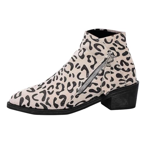 Keilabsatz Damenstiefel Mittelhoher Absatz Stiefeletten Knee High Boots Damen Western Stiefel Ankle Halbhoch Schnallen Einfache Basics-Variante für Alltag Elegance von Generisch