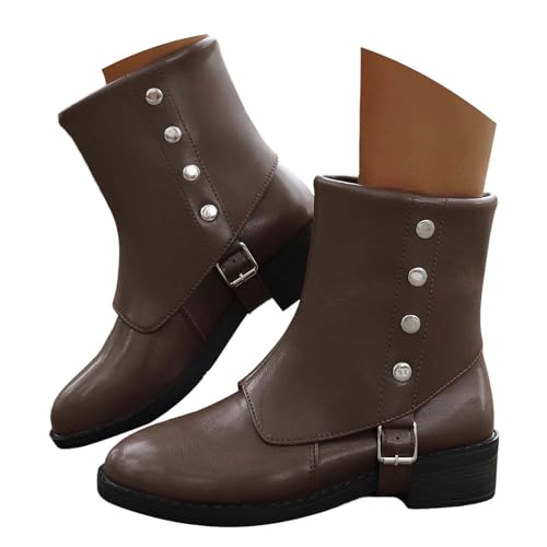 Keilabsatz Damenstiefel Plateauabsatz Boots Damen Weich Leder Mittelalter Stiefel Ankle Halbhoch Ohne Schnallen Chelsea Für Alltag Elegance von Generisch