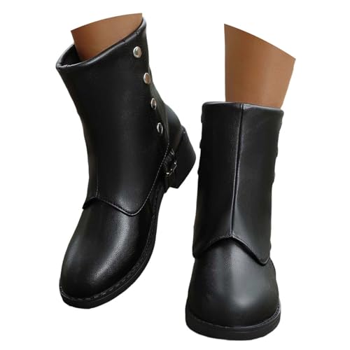 Keilabsatz Damenstiefel Plateauabsatz Boots Damen Weich Leder Mittelalter Stiefel Ankle Halbhoch Ohne Schnallen Chelsea Für Alltag Elegance von Generisch