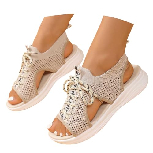 Keilabsatz Sandalen Damen Schwarz - Bohemia Kreuzgurte Freizeitschuhe Schlupfsandalen Orthopädische Peeptoes Keilabsätze Slip on Zehenbereich Strand Knöchelriemen Modische von Generisch