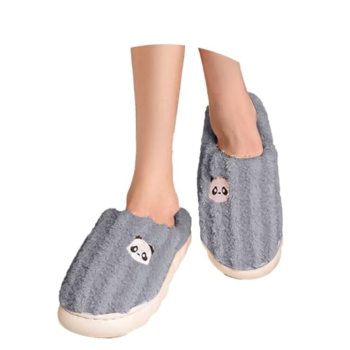Keilabsatz Schuhe Damen Gemütliche Hausschuhe Bequeme Winter Hausschuhe Fuzzy Winter Indoor Outdoor S. Schuhe Damen (Grey, 45) von Generisch
