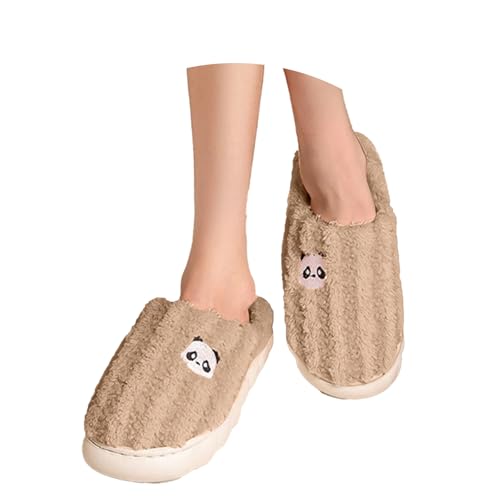 Keilabsatz Schuhe Damen Gemütliche Hausschuhe Bequeme Winter Hausschuhe Fuzzy Winter Indoor Outdoor S. Schuhe Damen (Khaki, 41) von Generisch
