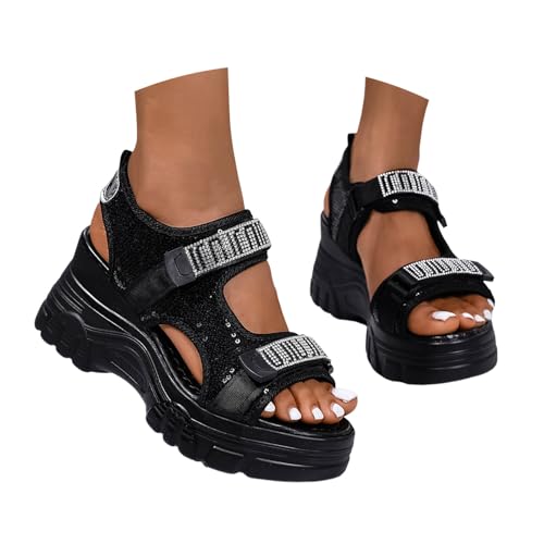 Keilabsatz Schuhe Damen Sommer - Keilabsätze Peeptoes Zehenbereich Kreuzgurte Knöchelriemen Slip on Orthopädische Bequeme Schlupfsandalen Strand Freizeitschuhe Modische Slingback Offener von Generisch
