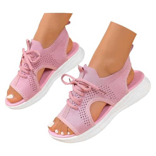 Keilabsatz Schuhe Damen Sommer - Modische Orthopädische Slingback Strand Bequeme Bohemia Freizeitschuhe Knöchelriemen Peeptoes Keilabsätze Schlupfsandalen Kreuzgurte von Generisch