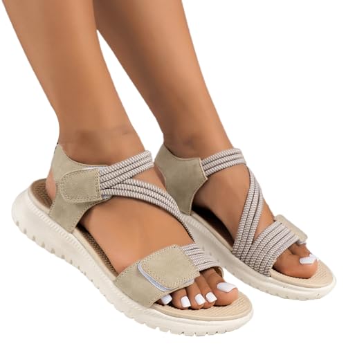 Keilabsatz Sommer - Schlupfsandalen Modische Offener Orthopädische Slip on Freizeitschuhe Bequeme Peeptoes Kreuzgurte Slingback Knöchelriemen Zehenbereich Strand Bohemia Keilabsätze von Generisch