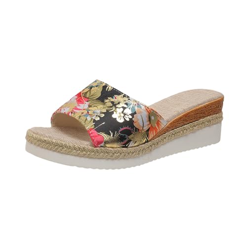 Keilsandalen Damen Sommer Strand Slides Freizeit Slipper Original Wolkenschuhe Pantoletten Pantoffeln Schlappen Plateau Elegant Badelatschen Leichte Hausschuhe Cozy Badeschlappen Flip Flops Sandalen von Generisch