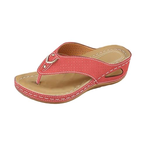 Keilsandalen für Damen, orthopädische Sandalen für Damen, bequeme Flip-Flops mit Fußgewölbeunterstützung, Sommer, lässig, Keilsandalen, Hausschuhe, elegant, bequem, Plateau, Strand, Reisen, Sandalen von Generisch