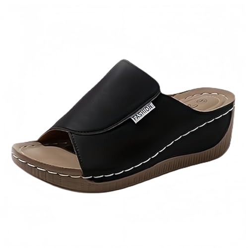 Keilsandalen für Damen, orthopädische Schuhe für Damen, Plantarfasziitis, Slipper, breite Passform, Wanderschuhe, Plateau-Sandalen, lässig, offener Zehenbereich, Fußgewölbeunterstützung von Generisch