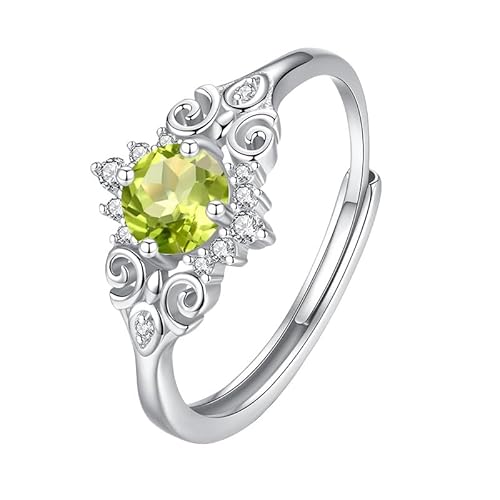 Keltischer Knotenring Aus 925Er Sterlingsilber Für Damen, 6 X 8 Mm, Edelstein, Halo-Kristallringe, Statement-Band, Cocktail-Verlobungsversprechen, Silberner Ehering Für Sie, Peridot von Generisch