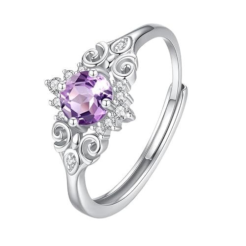 Keltischer Knotenring Aus 925Er Sterlingsilber Für Damen, 6 X 8 Mm, Edelstein-Halo-Kristallringe, Statement-Band, Cocktail-Verlobungsversprechen, Silberner Ehering Für Sie, Amethystring von Generisch