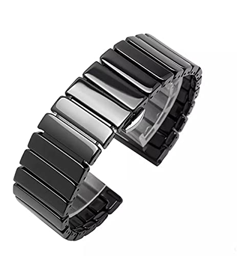 Keramik Uhr Armband 20mm 22mm Ersatzband schwarz Damen Herren Edelstahl Metall keramisches Uhrenband für Samsung Amazfit Huawei Garmin Smartwatch (22mm) von Generisch