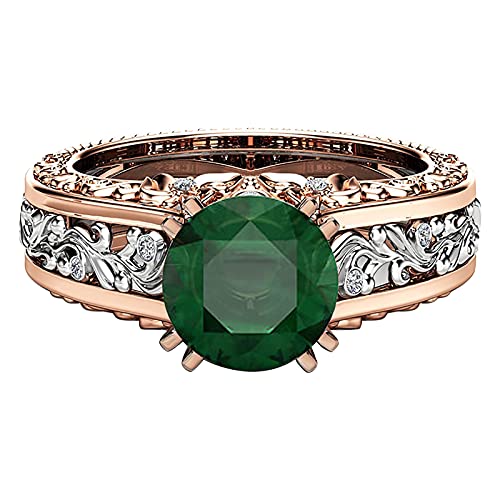 Kette 2 Ringe Ring Geschenk 14 Karat Trennung Damenring vergoldete Farbe Rose Legierung Schmuck Ringe Ringelblumen Melkfett (Green, 8) von Generisch