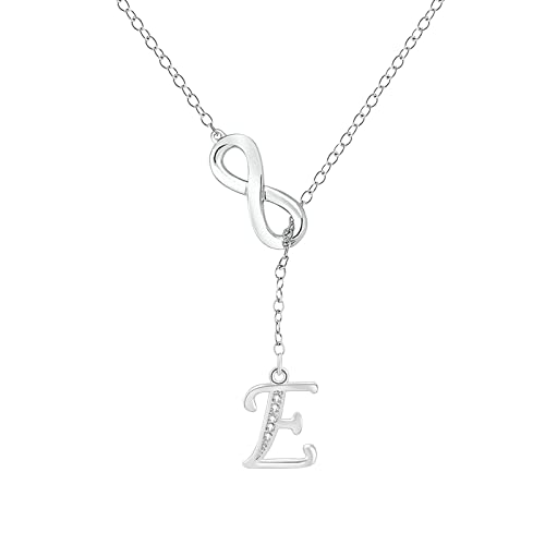 Kette Damen 8-förmige Quasse-Silber-Anfangskette für Frauen Silber-Halsketten für Frauen A-Z-26-Buchstaben-Anfangskette für jugendlich Junge Mädchen Bremskeil Anhänger (E, One Size) von Generisch