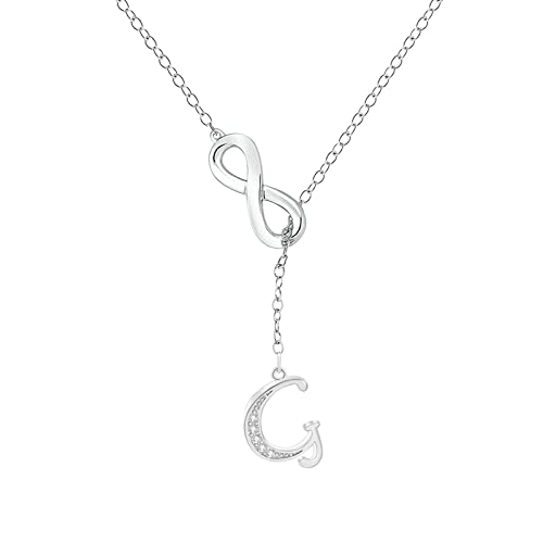 Kette Damen 8-förmige Quasse-Silber-Anfangskette für Frauen Silber-Halsketten für Frauen A-Z-26-Buchstaben-Anfangskette für jugendlich Junge Mädchen Bremskeil Anhänger (G, One Size) von Generisch