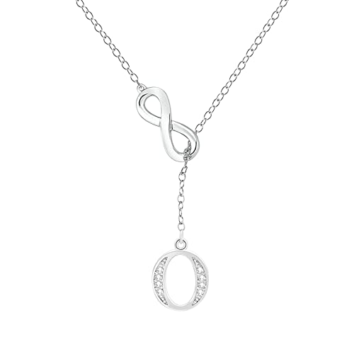 Kette Damen 8-förmige Quasse-Silber-Anfangskette für Frauen Silber-Halsketten für Frauen A-Z-26-Buchstaben-Anfangskette für jugendlich Junge Mädchen Bremskeil Anhänger (O, One Size) von Generisch