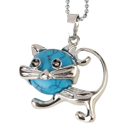 Kette Mit Stein, Verstellbare Kette, Modischer Natürlicher Edelsteinkristall, Schlichte Süße Halskette Mit Katzenanhänger, Energieschmuck Für Männer Und Frauen, Blau-Türkis Kette Mit Stein, Verstellbare Kette, Modischer Natürlicher Edelsteinkristall, Schlichte Süße Halskette Mit Katzenanhänger, Energieschmuck Für Männer Und Frauen, Blau-Türkis von Generisch