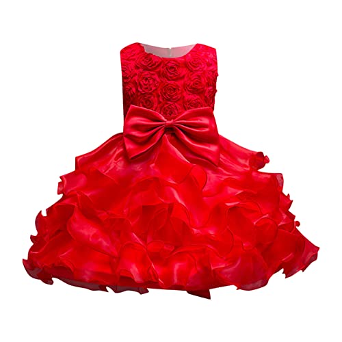 Ketten Für Hosen elegant ärmellos Mesh Prinzessin Blumenmädchenkleider Hochzeit Kette Portemonnaie (Red, 2-3 Years) von Generisch