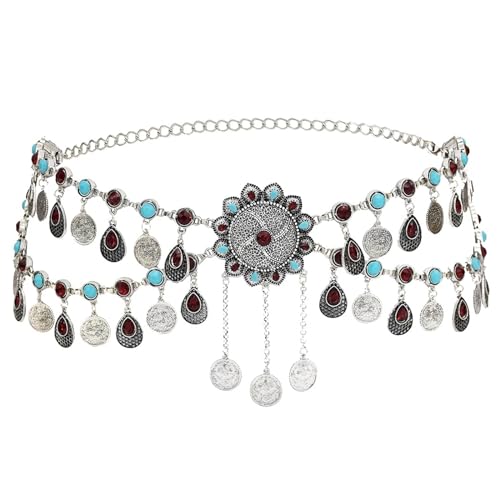 Kettengürtel für Damen, Taillenkette, Schmetterlingskette, Bauchkette für Kleid, Blume, Strass, Quasten, Taille von Generisch