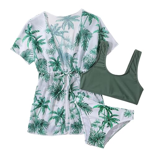Kinder Bikini Badeanzüge für Mädchen Sommer Sport Badeanzug Kinder Dreiteilig Tankini mit Rock Blumendruck Bademode Triangel Bikinihose Mädchen Bikini Set 3-14 Jahre von Generisch