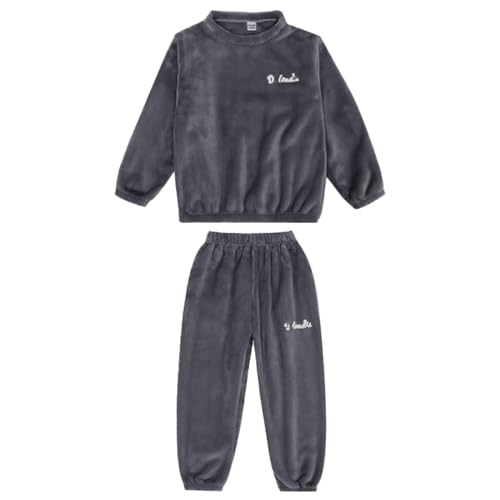 Kinder Flauschiger Schlafanzug Jungen Mädchen Kuschelig Pyjama Set Zweiteiler Winter Warme Fleece Nachtwäsche Hauskleidung Flanell Kleinkind Pjs Schlafanzughosen und Oberteile 2-12 Jahre alt von Generisch