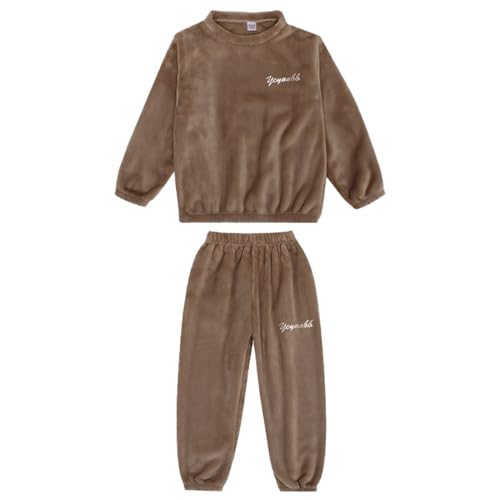 Kinder Flauschiger Schlafanzug Jungen Mädchen Kuschelig Pyjama Set Zweiteiler Winter Warme Fleece Nachtwäsche Hauskleidung Flanell Kleinkind Pjs Schlafanzughosen und Oberteile 2-12 Jahre alt von Generisch
