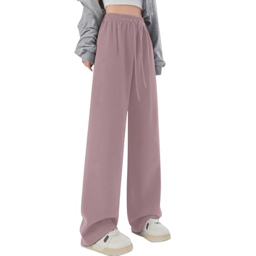 Kinder Freizeithose Mädchen 146 Sommer Hose Leicht Und Luftig Palazzo Hose Lockere Sommerhose Lang Strandhose Elastisch Stoffhose Baggy Weite Hosen Rosa Wide Leg Pants Girl High Waisted Trousers von Generisch