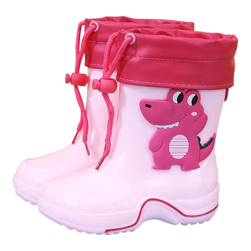 Kinder-Gummistiefel, Regenstiefel für Jungen, wadenhoch, mit verstellbarer Manschette, bequeme, rutschfeste Outdoor-Spielschuhe für den Alltag, Schule und Freizeit, Regengröße 45, rose, 26 EU von Generisch