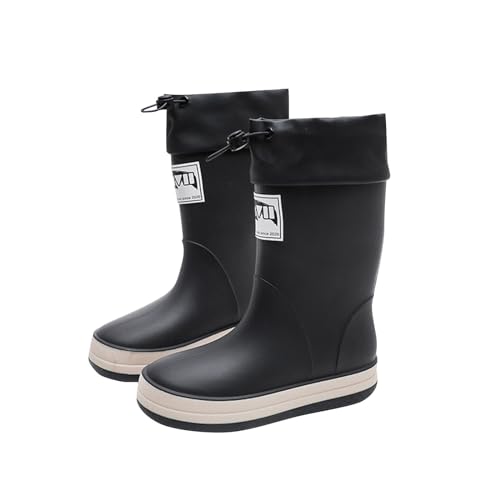 Kinder Gummistiefel Kinder Jungen Mädchen rutschfeste Regenstiefel Kinderschuhe Unisex Kinder Stiefel Outdoor Schuh für, Schwarz , 34 EU von Generisch