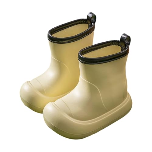 Kinder Gummistiefel Wasserdicht Rutschfest Regenstiefel ideal bei Nässe zum Laufen durch Schlamm geeignet für Mädchen und Jungen Regen Schule Freizeit Garten Campingplatz (A1-Beige, 24) von Generisch