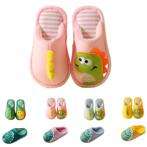 Kinder-Hausschuhe für Jungen und Mädchen, niedliche Dinosaurier, flauschige Winter-Hausschuhe, warme Hausschuhe für Jungen und Mädchen, Pantoffeln mit Kunstfellfutter, rutschfeste Sohle, gemütlich von Generisch