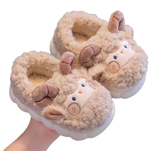 Kinder Hausschuhe mit Lamm Schlappen Mädchen Plüschfutter Pantoffeln Rutschfeste Pantoletten Flachem Furry Slippers Gemütliche Leichte Winterschuhe Winter Pantoffeln von Generisch