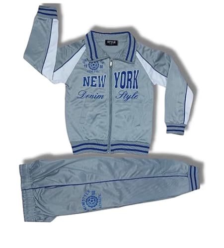 Kinder Jogginganzug Trainingsanzug Sportanzug Hose Jacke Set (DE/NL/SE/PL, Numerisch, 128, 134, Regular, Newyork Grau) von Generisch