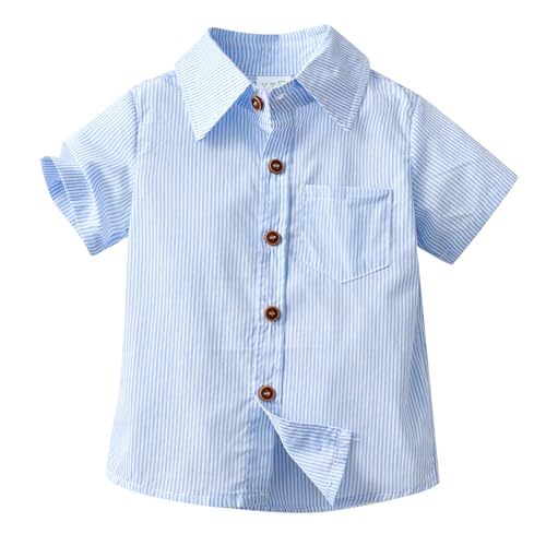 Kinder Jungen Hemd Sommer Formelle Uniform Langarm Hemden Revers Bügelfreie Student Bequem Leichtes Atmungsaktives Slim Fit Mode Bunt Reverskragen Shirt Casual Button Down holzfällerhemd von Generisch