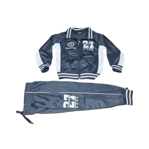 Kinder Jungen Jogginganzug Trainingsanzug Sportanzug Hose Jacke Set (DE/NL/SE/PL, Numerisch, 128, 134, Regular, Vintag Grau) von Generisch