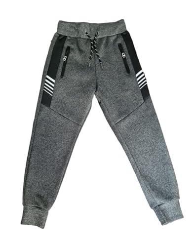 Kinder Jungen Warm Hose mit Futter Tarnhose Jogginghose Freizeithose Sporthose Winter (DE/NL/SE/PL, Numerisch, 128, Regular, Grau) von Generisch