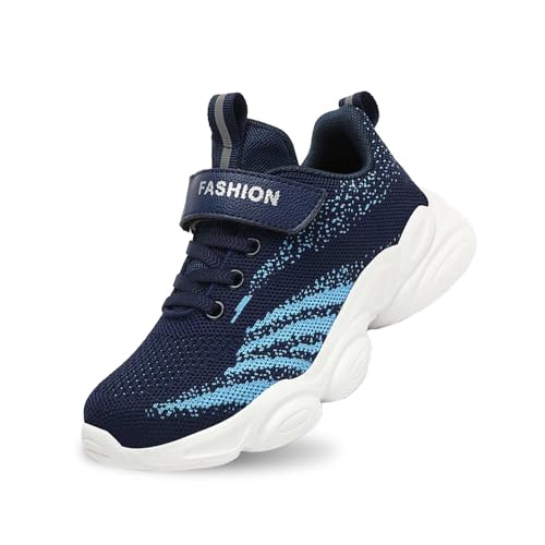 Kinder Laufschuhe Jungen Leichte Atmungsaktive Mesh-Sneakers Bequeme Sportschuhe Für Outdoor Aktivitäten Alltag (Blue, 35 Big Kids) von Generisch