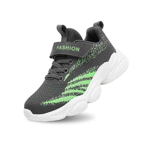 Kinder Laufschuhe Jungen Leichte Atmungsaktive Mesh-Sneakers Bequeme Sportschuhe Für Outdoor Aktivitäten Alltag (Green, 32 Big Kids) von Generisch