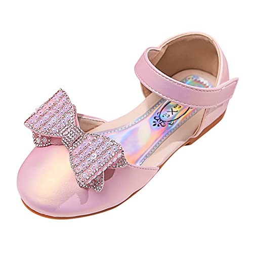 Kinder Mädchen Glänzender Diamant Bowknot Weiche Sohle Leder Prinzessin Schuhe Einzelne Schuhe Tanzschuhe Performance Kleid Schuhe mit rutschfesten Süß und Elegant Offene Zehen Sandalen Weich von Generisch
