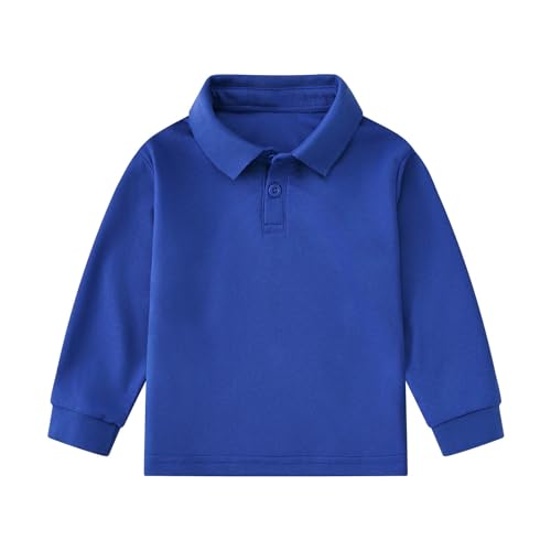 Kinder Poloshirt Langarm Lässig Einfarbig Shirt Tops für Mädchen Jungen Gentleman Poloshirts Oberteile Basic Tshirts Frühling Schuluniform 1-12 Jahre Autumn (Dark Blue, 7-8 Years) von Generisch