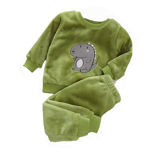 Kinder Schlafanzüge Mädchen Jungen Flauschige Pyjama Set Einfarbiges Elastische Taille Zweiteilige Nachtwäsche Schlafhose Lange Ärmel Winter Warme Nachtwäsche Set 80 86 92 98 104 110 116 122 128 von Generisch