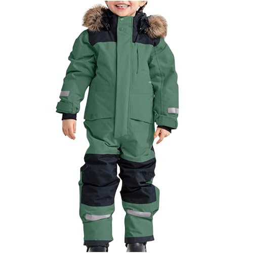 Kinder Schneeanzug Jungen Thermo Skioverall Winter Warm Winddicht Abnehmbarer Matschanzug Outdoor Softshell Overall Mit Hoher Qualität (Green, 2-3 Years) von Generisch