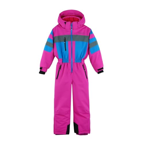 Kinder Schneeanzug Schneeoverall für Mädchen Gefütterter Wasserabweisender und Windfester Skianzug Skioverall Größe 122-152 (140/146, fuchsia) von Generisch