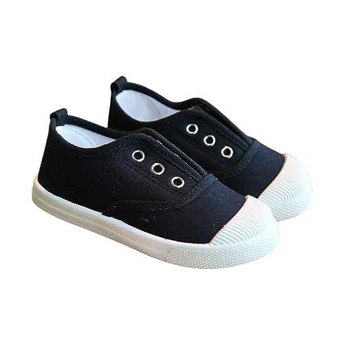 Kinder Segeltuchschuhe Atmungsaktiv Jungen Mädchen Schuhe Indoor Kinderschuhe Kleinkind Schuhe Säuglingsschuhe Jungen 12-18 Monate, Schwarz , 25 EU von Generisch