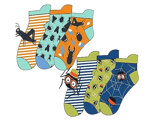 Kinder Socken Sneakersocken Kurzsocken, 6 Paar für Jungen,Schadstoffgeprüft (as3, numeric, numeric_27, numeric_30, regular, Insekten) von Generisch